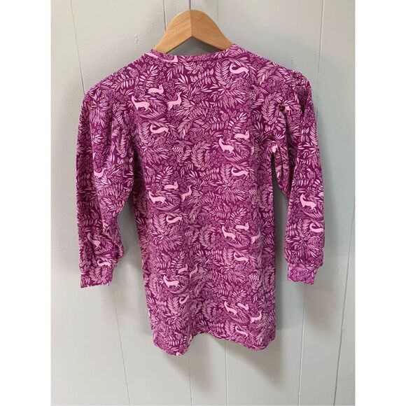 J Crew Crewcuts Girls Forest Print Fuschia Picado Puff Sleeve Dress Medium - Picture 2 of 9